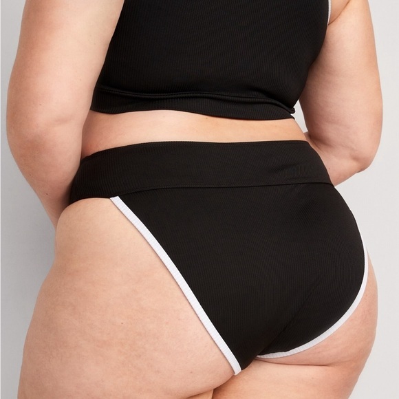 NWT! Black High-Waisted Ribbed French-Cut Bikini Swim Bottoms - Multiple Sizes 💎 - Picture 8 of 9